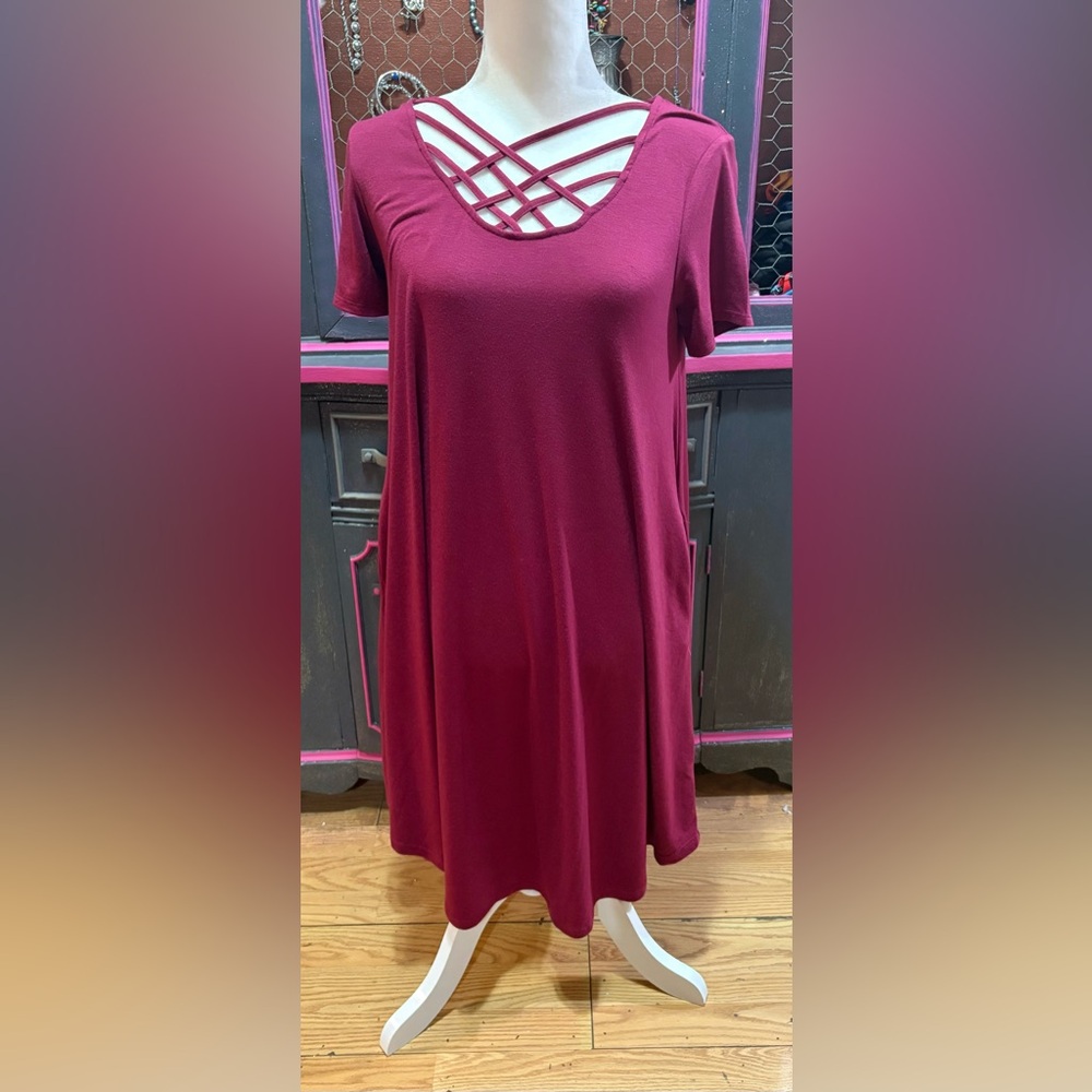 Zenana Outfitters Red Flutter Sleeve Midi Dress